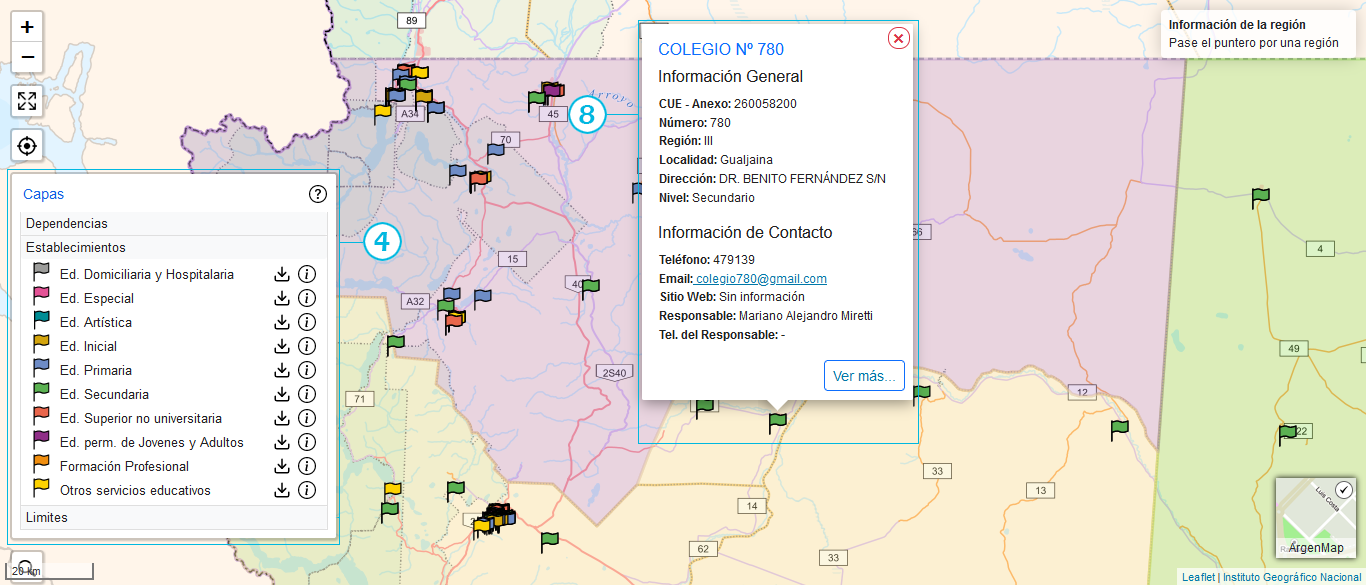 Mapa interactivo Educación Chubut